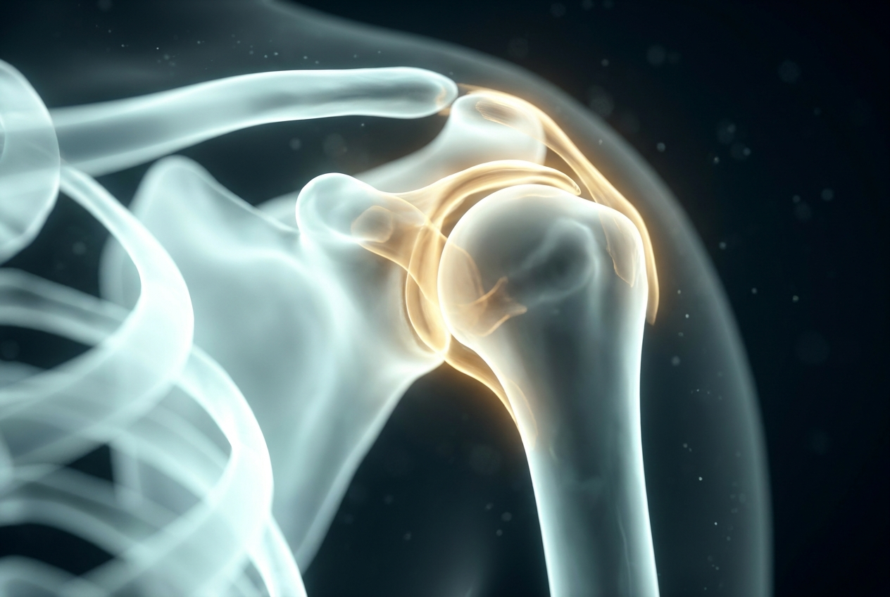 Illustrative rendering of a shoulder joint highlighting the joint space